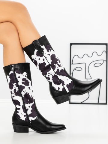 Ciocate dama negre din piele ecologica si material textil Flatrys - Img 4