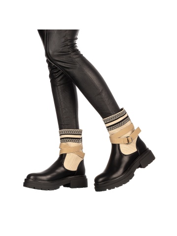 Cizme dama Jarilla negre cu beige - Img 2
