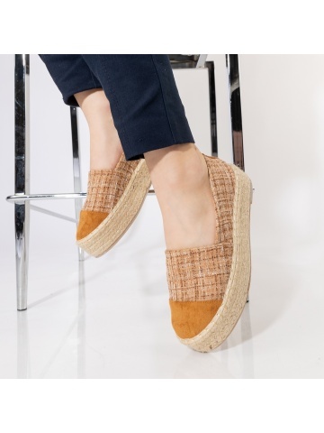 Espadrile dama camel din material textil Vienna - Img 4