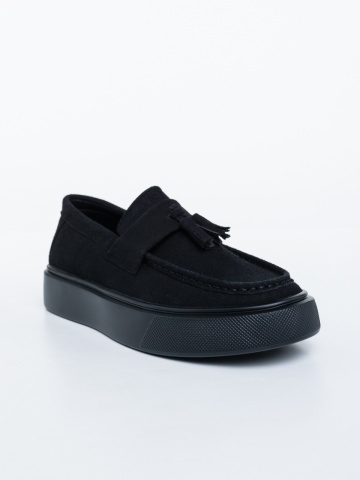 Mocasini barbati negri din material textil Pascal - Img 4