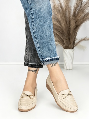 Pantofi casual dama bej din piele ecologica Zanzia - Img 2