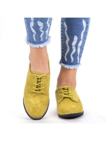 Pantofi casual dama galbeni din material textil Amelia - Img 4