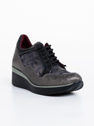 Pantofi casual dama gri din piele naturala Roma