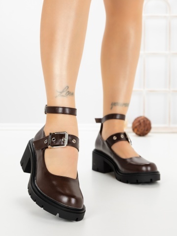 Pantofi casual dama maro din piele ecologica Zafina