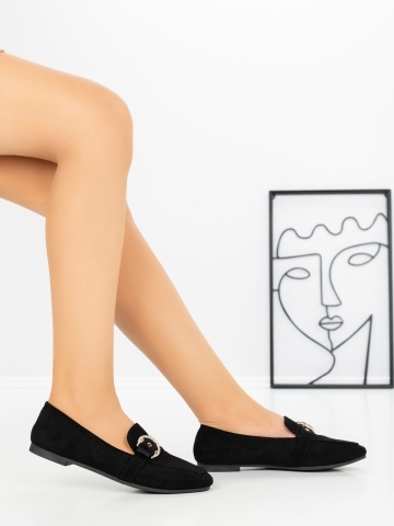 Pantofi casual dama negri din material textil Drenren - Img 5
