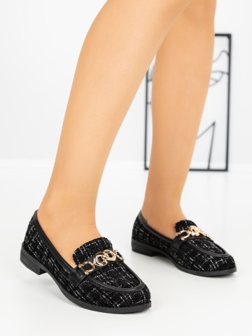 Pantofi casual dama negri din material textil Elaelyn