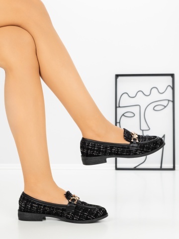 Pantofi casual dama negri din material textil Elaelyn - Img 4