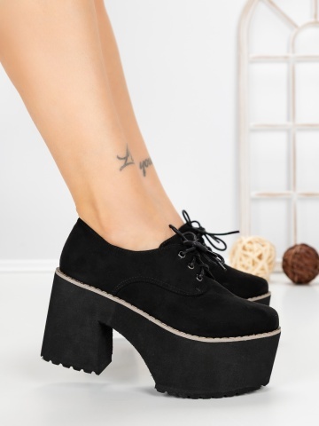 Pantofi casual dama negri din material textil Sarenya - Img 3