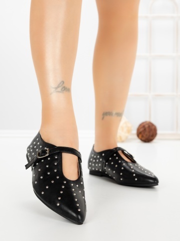 Pantofi casual dama negri din piele ecologica Anvera