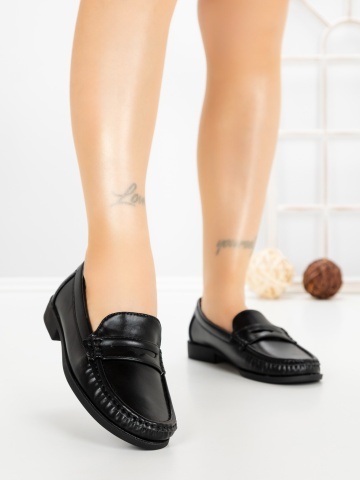 Pantofi casual dama negri din piele ecologica Corenia