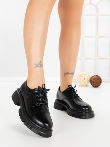 Pantofi casual dama negri din piele ecologica Elara
