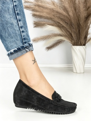 Pantofi casual dama negri din piele ecologica Zanzelia - Img 5