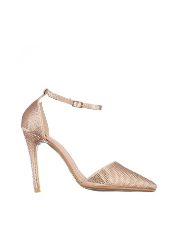 Pantofi dama bej din material textil cu toc Olamide - Img 6