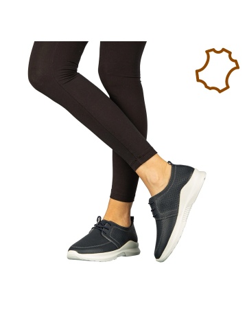 Pantofi dama casual fara toc din piele naturala albastri Dollan