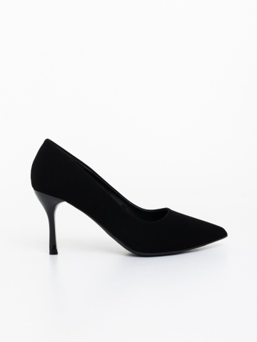 Pantofi dama cu toc negri din material textil Lizana - Img 4