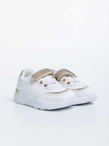 Pantofi sport copii albi din piele ecologica Dericka