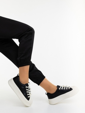 Pantofi sport dama albi cu negru din piele naturala Parzana