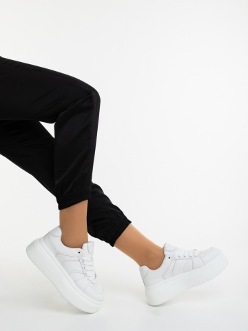 Pantofi sport dama albi din piele ecologica Soranza