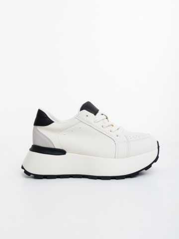 Pantofi sport dama bej din piele ecologica Calova - Img 4