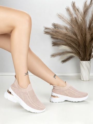 Pantofi sport dama cu platforma roz din material textil Danzela - Img 6