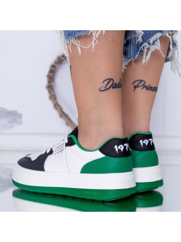 Pantofi sport dama cu platforma verzi din piele ecologica Eqadina - Img 4