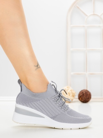 Pantofi sport dama gri din material textil Rosavia - Img 5