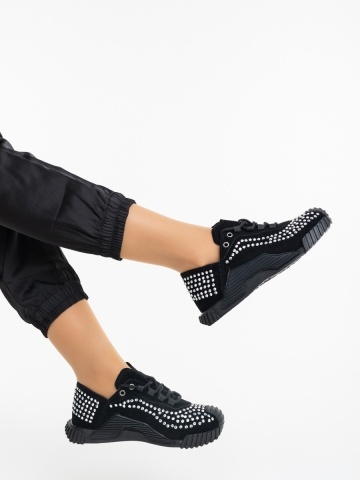 Pantofi sport dama negri cu alb din material textil Lucirna - Img 3