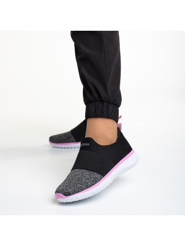 Pantofi sport dama negri cu gri din material textil Sisto