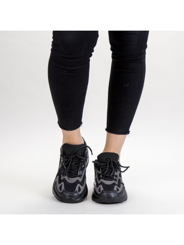 Pantofi sport dama negri din material textil Awovia - Img 4