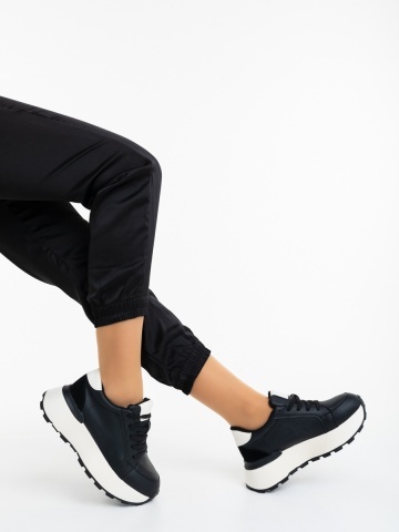 Pantofi sport dama negri din piele ecologica Calova