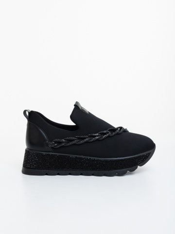 Pantofi sport dama negri din piele ecologica si material textil Osetia - Img 4