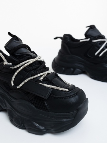 Pantofi sport dama negri din piele ecologica Valenta - Img 5