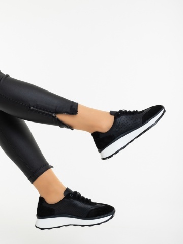 Pantofi sport dama negri din piele naturala Ivoria - Img 3