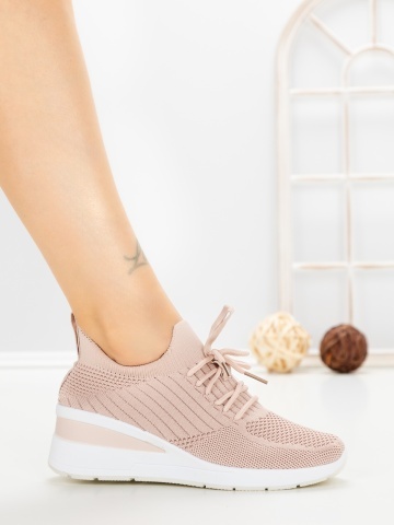 Pantofi sport dama roz din material textil Rosavia - Img 5