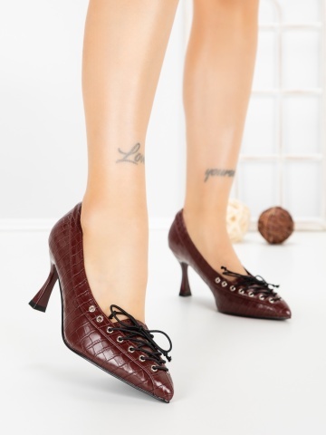 Pantofi stiletto visinii din piele ecologica Evanza