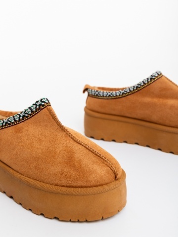 Papuci dama camel din material textil Valtera - Img 8
