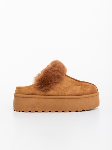 Papuci dama camel inchis din material textil Temaria - Img 4