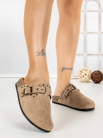 Papuci dama cu talpa joasa kaki Arvira