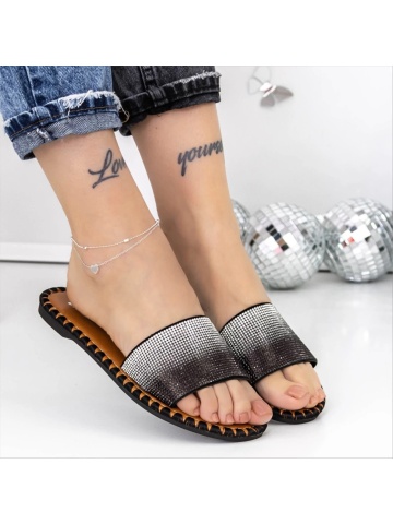 Papuci dama negri din material textil Tylar