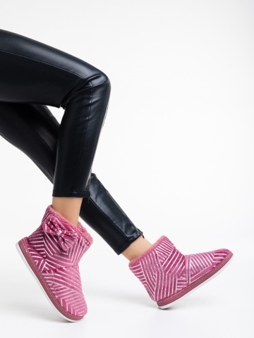 Papuci dama roz din material textil Shanika