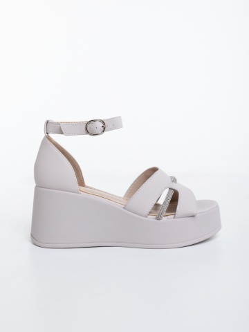 Sandale dama cu platforma bej din piele ecologica Helara - Img 4