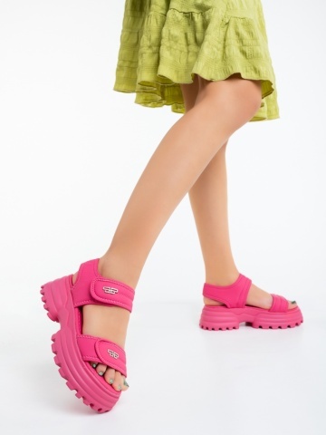 Sandale dama cu platforma roz din piele ecologica Levela