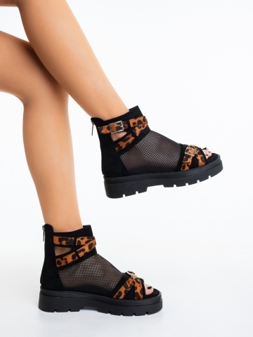 Sandale dama leopard din material textil Tenea