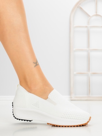 Sneakers dama albi din material textil Dumira - Img 5