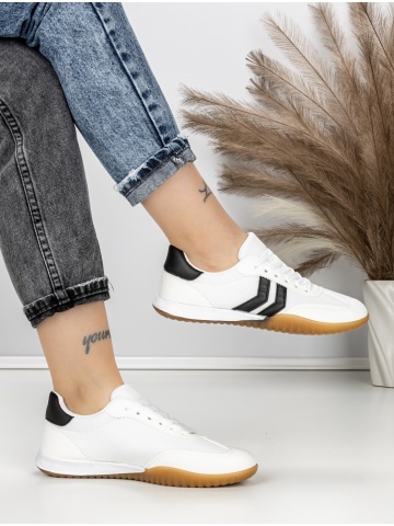 Sneakers dama albi din piele ecologica si material textil Avenza - Img 4