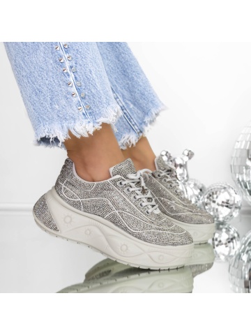 Sneakers dama bej din material textil Jovania - Img 2