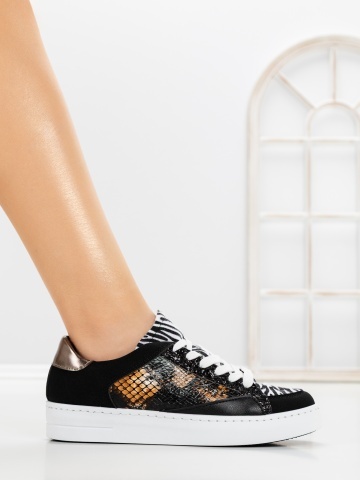 Sneakers dama model zebra cu negru si alb din piele ecologica Emasrys - Img 5