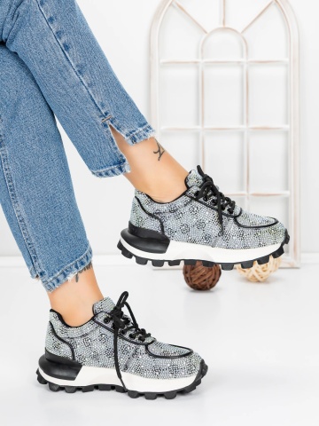 Sneakers dama negri din material textil Darell - Img 4
