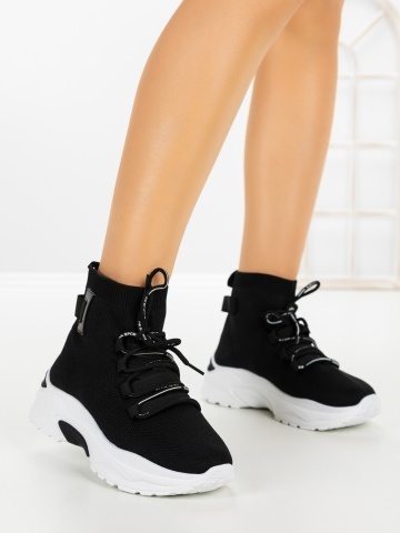 Sneakers dama negri din material textil Elsira