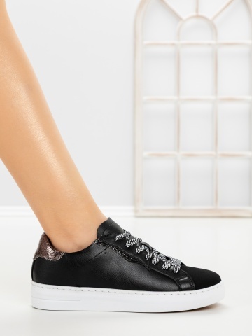 Sneakers dama negri din piele ecologica Eqacria - Img 5
